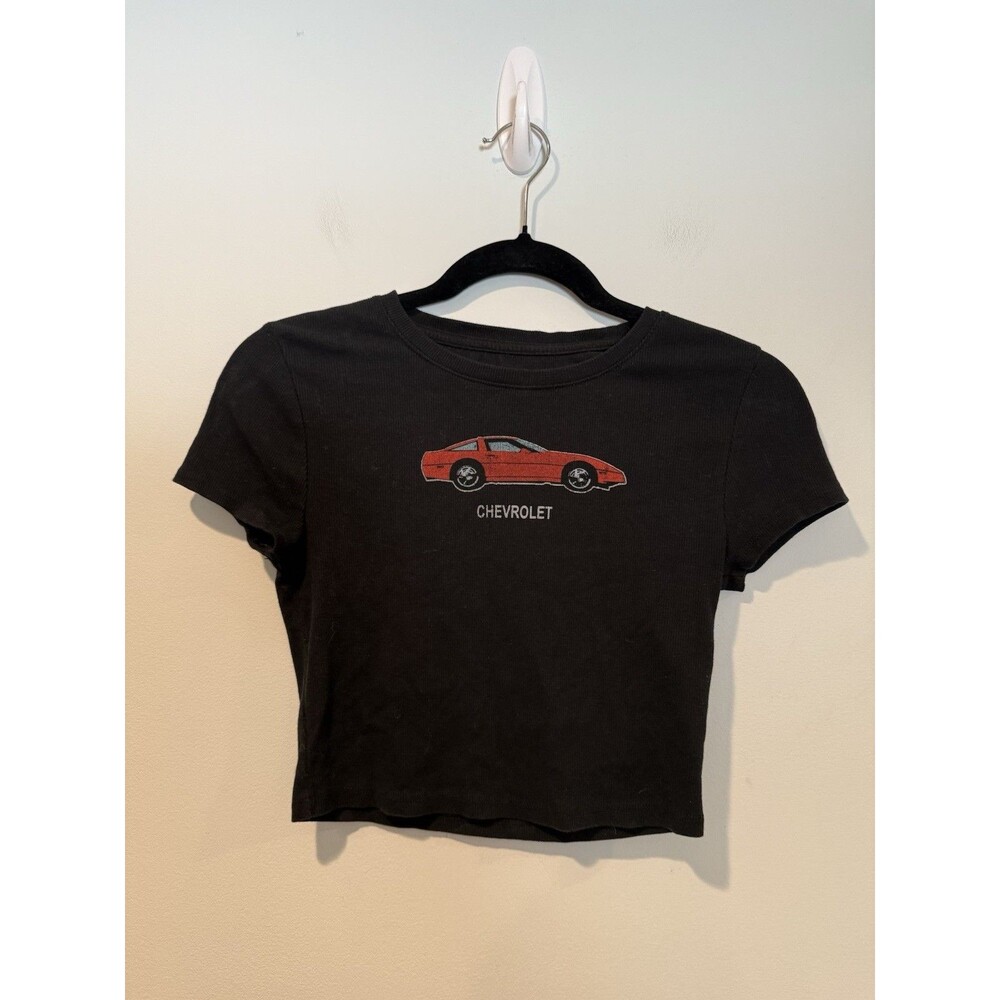 Chevrolet x Aeropostale Crop Top Medium Y2K Ribbed Cotton Sports Car Festival